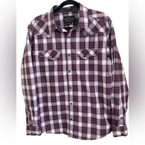 Cody James Shirt Western Pearl Snap Men’s Size L Long Sleeve Red Plaid